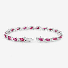 Load image into Gallery viewer, 7.78 Carat Genuine Ruby and White Diamond 10K White Gold Bracelet