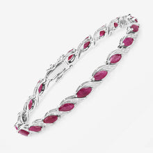 Load image into Gallery viewer, 7.78 Carat Genuine Ruby and White Diamond 10K White Gold Bracelet