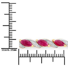 Load image into Gallery viewer, 7.78 Carat Genuine Ruby and White Diamond 10K Yellow Gold Bracelet