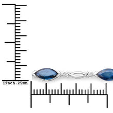 Load image into Gallery viewer, 5.58 Carat Genuine Blue Sapphire and White Diamond 14K White Gold Bracelet