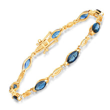 Load image into Gallery viewer, 5.58 Carat Genuine Blue Sapphire and White Diamond 14K Yellow Gold Bracelet