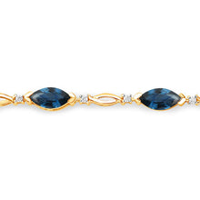Load image into Gallery viewer, 5.58 Carat Genuine Blue Sapphire and White Diamond 14K Yellow Gold Bracelet