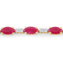 Load image into Gallery viewer, 7.22 Carat Genuine Ruby and White Diamond 14K Yellow Gold Bracelet