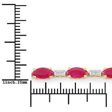 Load image into Gallery viewer, 7.22 Carat Genuine Ruby and White Diamond 14K Yellow Gold Bracelet