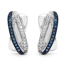 Load image into Gallery viewer, 0.28 Carat Genuine Blue Diamond & White Diamond .925 Sterling Silver Earrings