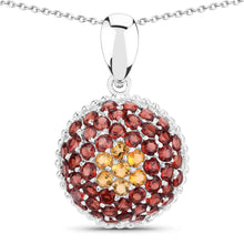Load image into Gallery viewer, 4.57 Carat Genuine Citrine and Garnet .925 Sterling Silver Pendant