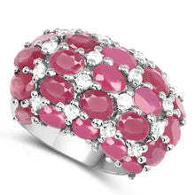 Load image into Gallery viewer, 8.54 Carat Glass Filled Ruby and White Topaz .925 Sterling Silver Ring