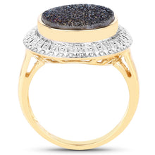 Load image into Gallery viewer, 4.90 Carat Genuine Cobalt Blue Drusy .925 Sterling Silver Ring