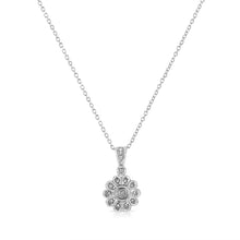 Load image into Gallery viewer, .925 Sterling Silver Diamond Accent Sunburst Milgrain 18" Pendant Necklace (I-J Color, I1-I2 Clarity)