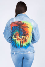Load image into Gallery viewer, American Bazi Full Size Painted Back Distressed Jacket for Women Artistic and Edgy Style