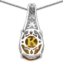 Load image into Gallery viewer, 4.50 Carat Genuine Citrine, Champagne Diamond & White Diamond .925 Sterling Silver Pendant