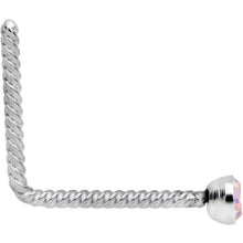 Load image into Gallery viewer, Aurora 2mm Gem Inlay So Twisted L Shaped Nose Ring