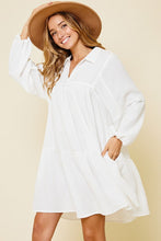 Load image into Gallery viewer, Johnny Collar Balloon Sleeve Mini Dress For Women – Trendy, Fluttering, Fashion-Forward & Chic Statement Dress