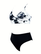 Load image into Gallery viewer, Coastal Flair V-Neck Bikini Set – Eye-Catching Random Print Two-Piece Chic Swimsuit with Spaghetti Straps High Cut Shorts and Ultra-Stretch Comfort – Women’s Summer Swimwear for Beach Days & Casual Poolside Vibes