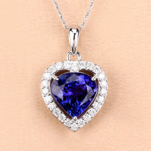 Load image into Gallery viewer, 3.74 Carat Genuine Tanzanite and White Diamond 14K White Gold Pendant