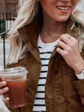Load image into Gallery viewer, Retro Pocketed Long Sleeve Zip-Up Jacket Lightweight & Stylish Outerwear for Everyday Wear