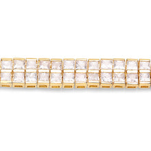 Load image into Gallery viewer, 14K Yellow Gold Plated 9.52 Carat Genuine Blue Sapphire and White Sapphire .925 Sterling Silver Bracelet
