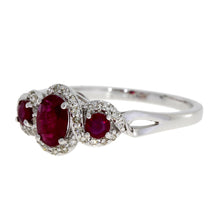 Load image into Gallery viewer, 1.04ct Ruby Diamond 3 Stone Ring 14KT White Gold