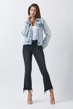 Load image into Gallery viewer, Button Up Washed Jacket Blue Classic Buttoned Jacket With Pocket Detail For Women