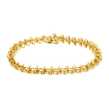 Load image into Gallery viewer, 10KT Yellow Gold Plated .925 Sterling Silver 1 cttw Prong-Set Diamond Link Bracelet (J-K, I1-I2) - 7.5"