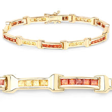 Load image into Gallery viewer, 6.48 Carat Genuine Orange Sapphire and Yellow Sapphire .925 Sterling Silver Bracelet