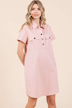 Load image into Gallery viewer, New Button Detail Collared Neck Short Sleeve Shirt Dress For Women โ Chic, Trendy, Casual, Unique, Versatile & Classic Elegance
