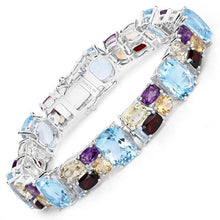 Load image into Gallery viewer, 51.36 Carat Genuine Multi Stones .925 Sterling Silver Bracelet