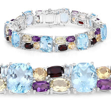 Load image into Gallery viewer, 51.36 Carat Genuine Multi Stones .925 Sterling Silver Bracelet