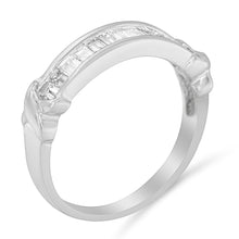 Load image into Gallery viewer, .925 Sterling Silver 1/2 Cttw Baguette Cut Diamond Channel Set X-Station Wedding Ring (H-I Color, I1-I2 Clarity) - Size 6-1/2