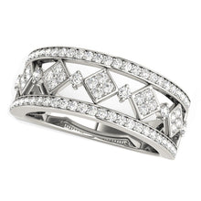 Load image into Gallery viewer, Diamond Studded Square Motif Ring in 14k White Gold (1/2 cttw)