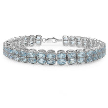 Load image into Gallery viewer, 18.00 Carat Genuine Blue Topaz .925 Sterling Silver Bracelet