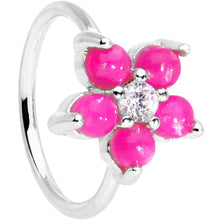Load image into Gallery viewer, 20G 5/16 Clear CZ Pink Faux Opal Flower Circular Ring