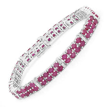 Load image into Gallery viewer, 17.65 Carat Glass Filled Ruby and White Topaz .925 Sterling Silver Bracelet