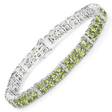Load image into Gallery viewer, 12.97 Carat Genuine Peridot and White Topaz .925 Sterling Silver Bracelet
