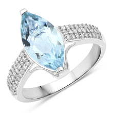 Load image into Gallery viewer, 2.09 Carat Genuine Aquamarine and White Diamond 14K White Gold Ring