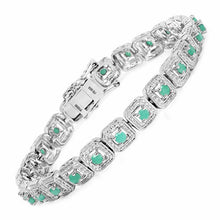 Load image into Gallery viewer, 2.40 Carat Genuine Emerald .925 Sterling Silver Bracelet