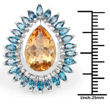 Load image into Gallery viewer, 7.54 Carat Genuine Citrine & London Blue Topaz .925 Sterling Silver Ring