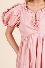 Load image into Gallery viewer, Ruffle Trim Puff Sleeve Tiered Babydoll Midi Dress β Fluttering, Sweet, Elegant, Feminine, and Trendy Babydoll Midi Dress with Ruffle Trim and Puff Sleeves