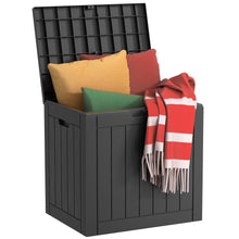 Load image into Gallery viewer, 35 Gallon Outdoor Resin Storage Box – Black/Wood Grain