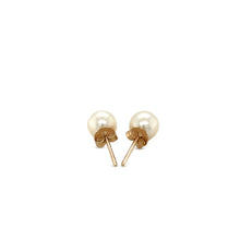 Load image into Gallery viewer, 14k Yellow Gold Freshwater Cultured White Pearl Stud Earrings (6.0 mm)