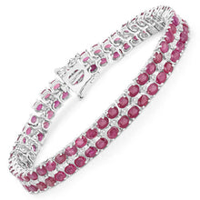 Load image into Gallery viewer, 20.03 Carat Glass Filled Ruby and White Topaz .925 Sterling Silver Bracelet