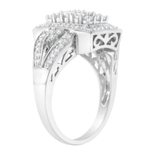 Load image into Gallery viewer, 10K White Gold 1.0 Cttw Diamond Rectangular Cushion Shaped Cluster Halo Flared Band Cocktail Fashion Ring (H-I Color, SI2-I1 Clarity) - Size 7