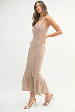 Load image into Gallery viewer, Ruffled Hem Sleeveless Crochet Knit Midi Dress For Women – Crochet Knit Dress, Ruffled Hem Dress, Sleeveless Midi Dress, Summer Dress, Elegant Knit Dress