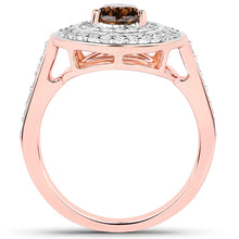 Load image into Gallery viewer, 1.64 Carat Genuine Chocolate Brown Diamond and White Diamond 18K Rose Gold Ring
