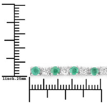 Load image into Gallery viewer, 5.77 Carat Genuine Emerald and White Topaz .925 Sterling Silver Bracelet