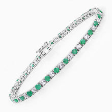 Load image into Gallery viewer, 5.77 Carat Genuine Emerald and White Topaz .925 Sterling Silver Bracelet