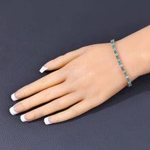Load image into Gallery viewer, 5.77 Carat Genuine Emerald and White Topaz .925 Sterling Silver Bracelet