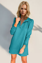 Load image into Gallery viewer, Double Take Textured Zip Long Sleeve Dress Classic Zip-Up Dress for Women Comfortable Outdoor Dress