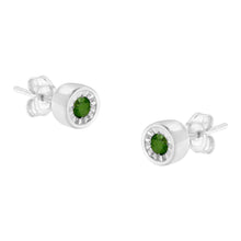 Load image into Gallery viewer, .925 Sterling Silver 1/5 Cttw Round Brilliant-Cut Green Diamond Miracle-Set Stud Earrings (Fancy Color-Enhanced, I1-I2 Clarity)