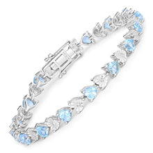 Load image into Gallery viewer, 7.64 Carat Genuine Blue Topaz and White Diamond .925 Sterling Silver Bracelet